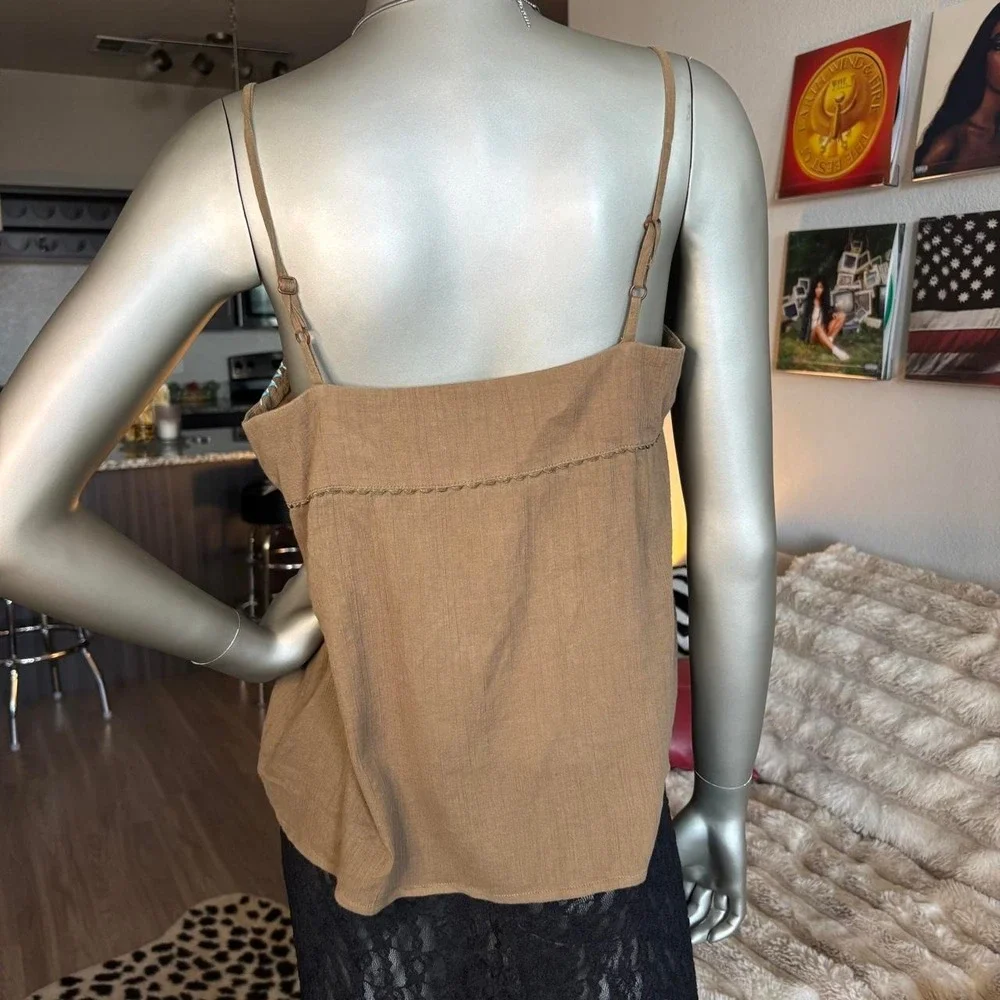 Free People Boho Embroidered Cotton Cami Tank Festival Fairy🧚♀️